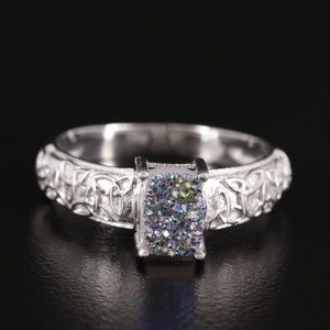 Sterling Silver Drusy Ring, Size 8 (New)